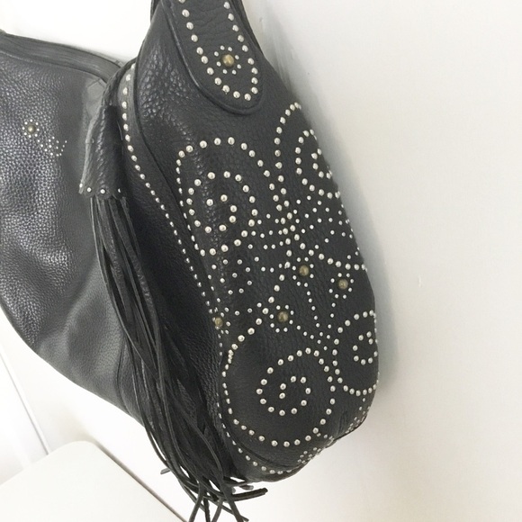 Brighton Breeze Leather HOBO Bag Purse Studded Retail $260 Black - Picture 3 of 10